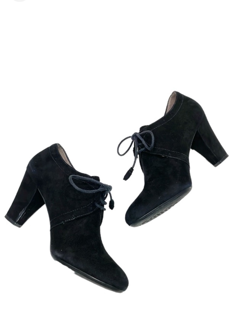 Geox Respira black Marian suede lace up heeled ankle booties size 8.5
